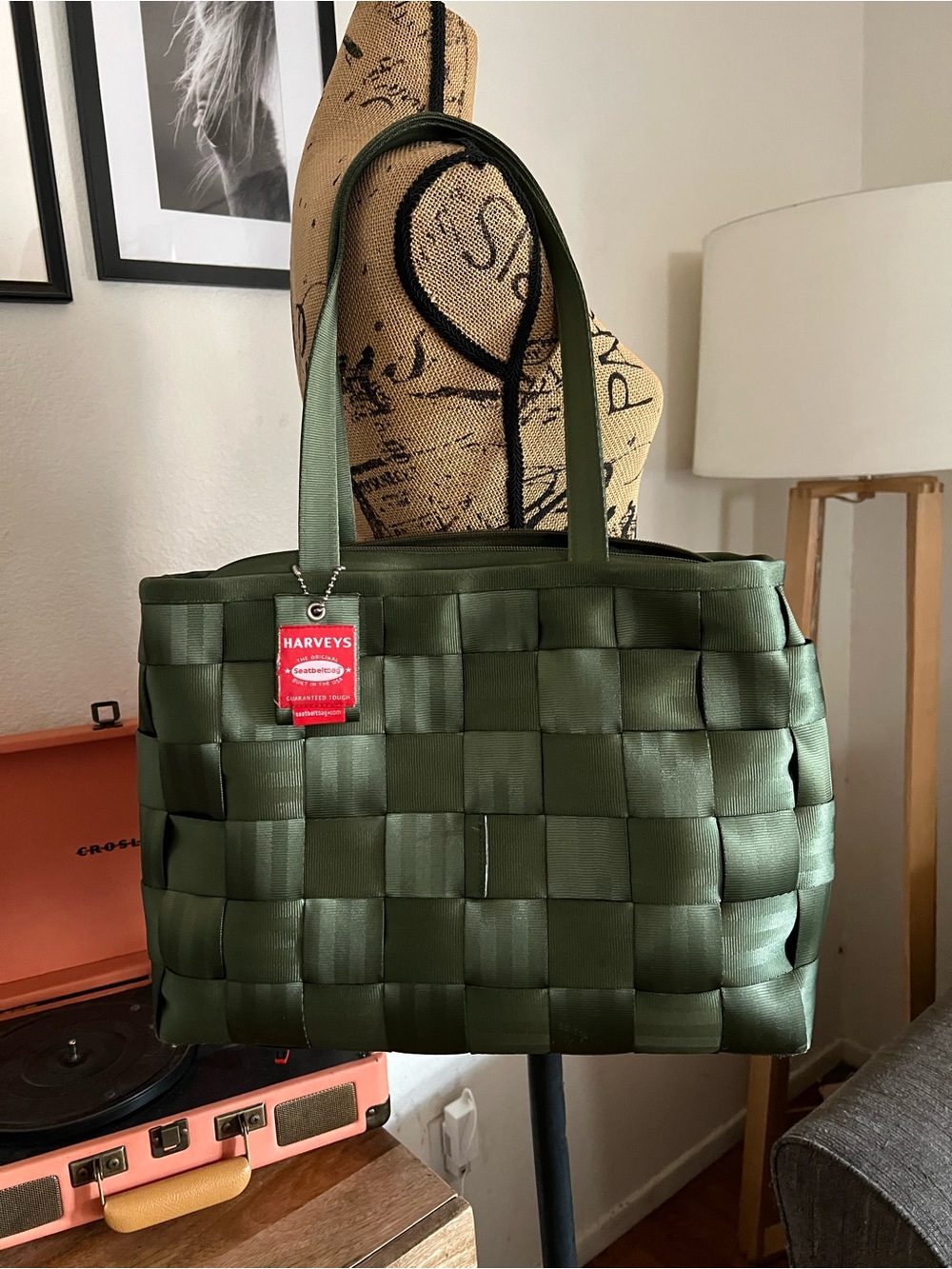 Vintage Harvey’s “The Original Seatbelt Bag” Tote Olive Green
